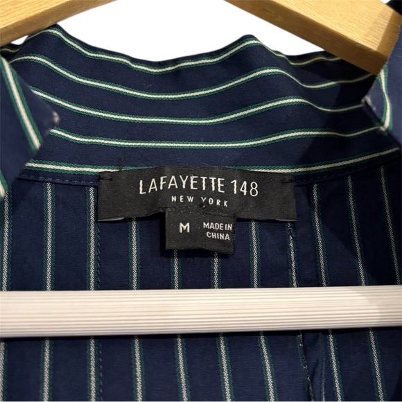 Lafayette 148 Hawkins Striped 3/4 Sleeve Pullover Blouse Size M - Picture 7 of 9